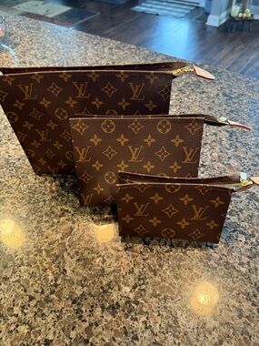 Louis Vuitton Monogram Zip Pouch in Brown and Tan